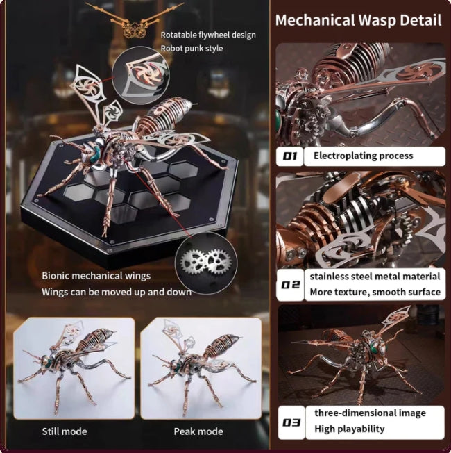 longpin-3D mechanical wasp Stainless steel Model assembly kit(come with english instruction and tool kit)