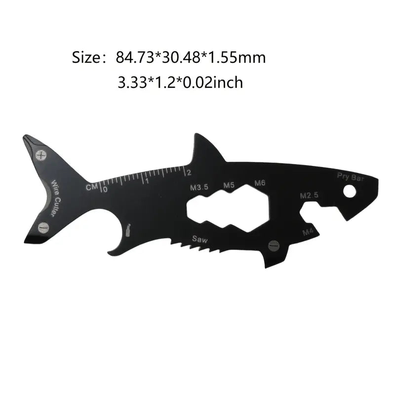 15-in-1 Shark Shaped Multifunctional Tool, Bottle Opener, Saw, Cutter, Wrench, Measuring Ruler, Screwdriver