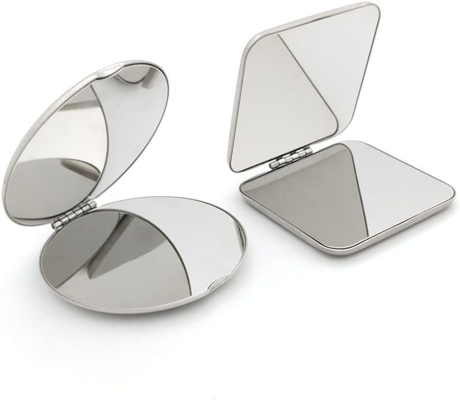 Stainless steel folding mirror, double-sided pocket mirror, non-breakable mirror Floatingcity