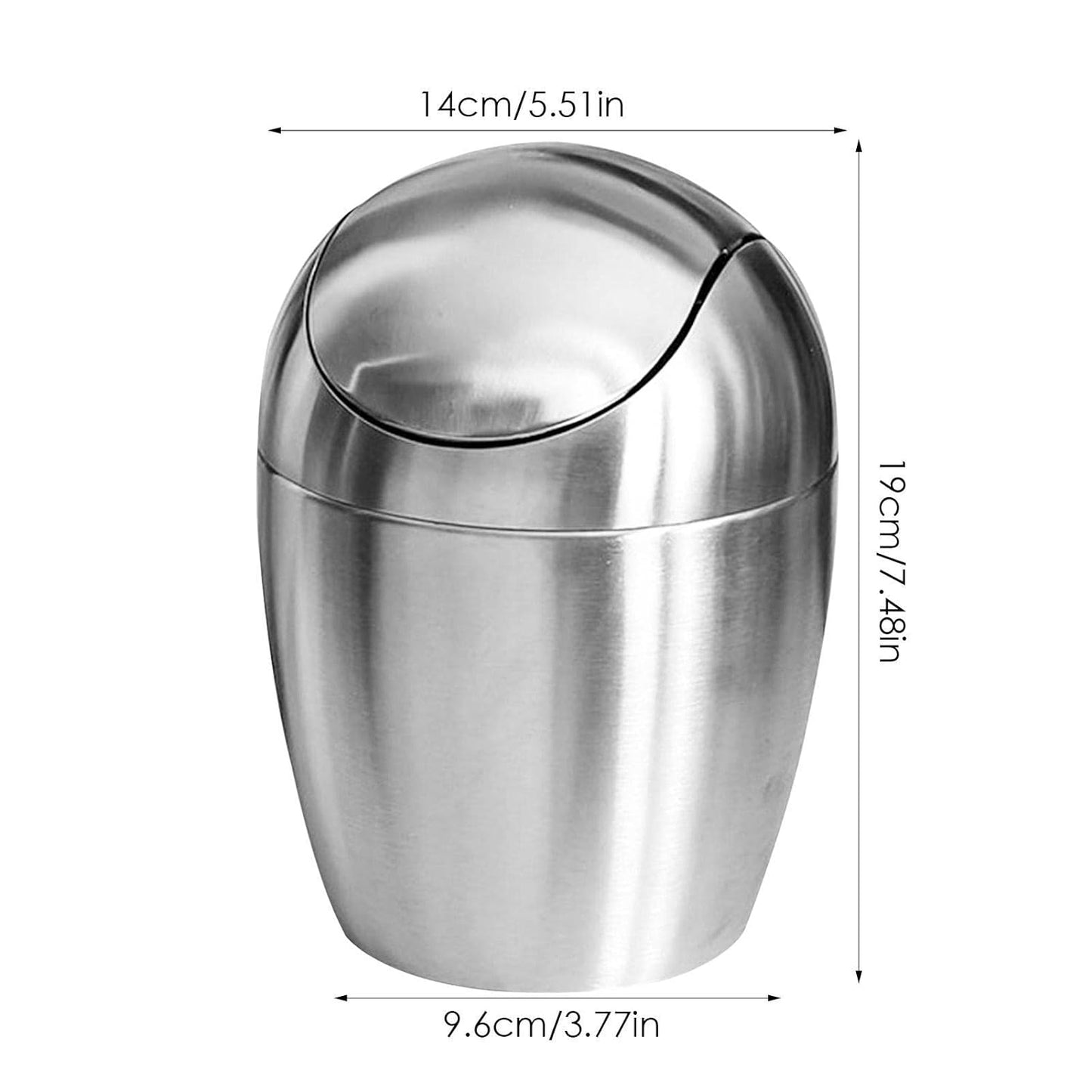 1.5L Mini Trash Can | Stainless Steel Mini Wastebasket Trash Can with Lid | Compact Waste Basket Garbage Can, Small Trash Bin for Desk Dorm floatingcity